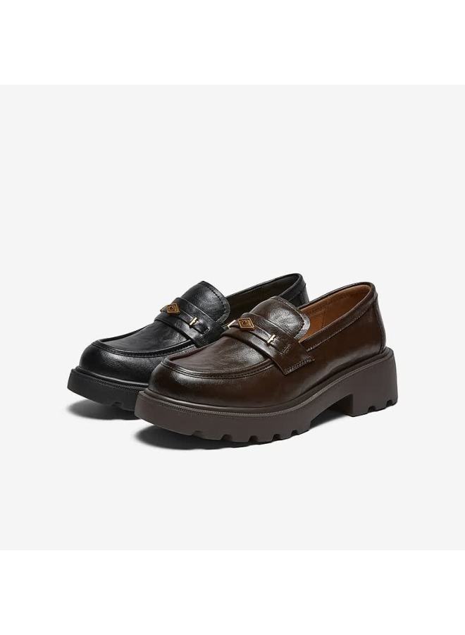 Basto 26 Spring Loafers Simple Retro College Style Women's Flats Uxv08aa6 Brown Size 36 - Image 4