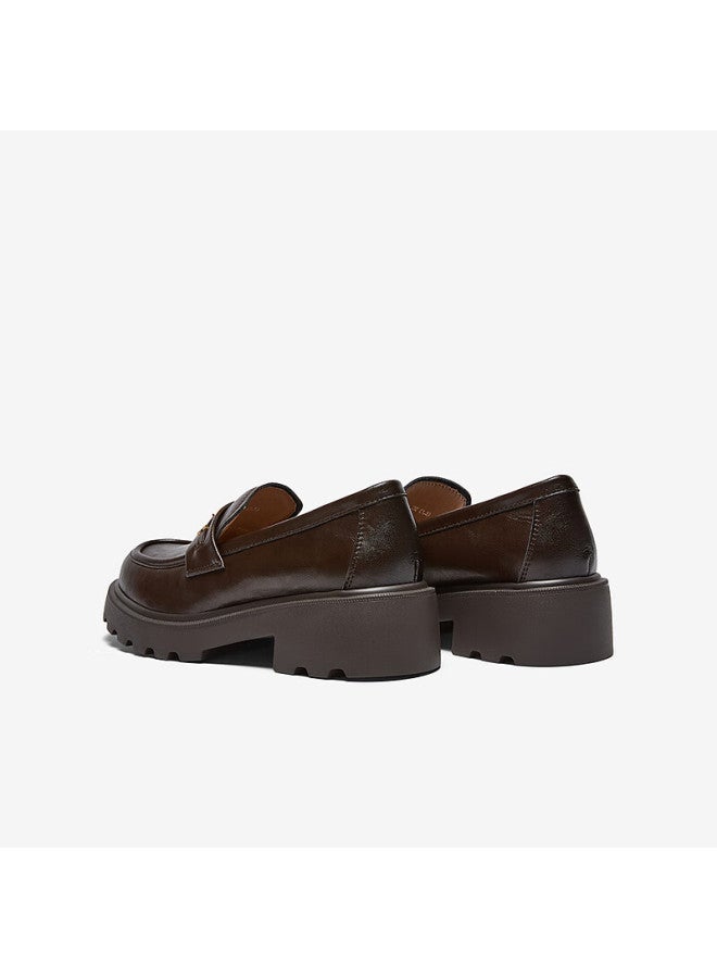 Basto 26 Spring Loafers Simple Retro College Style Women's Flats Uxv08aa6 Brown Size 36 - Image 2