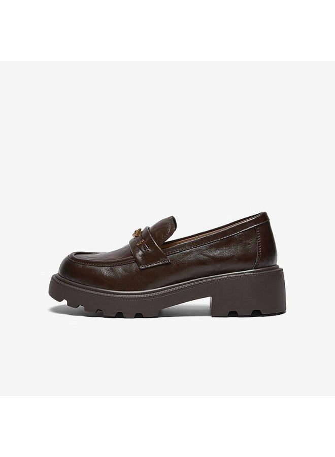 Basto 26 Spring Loafers Simple Retro College Style Women's Flats Uxv08aa6 Brown Size 36 - Image 1