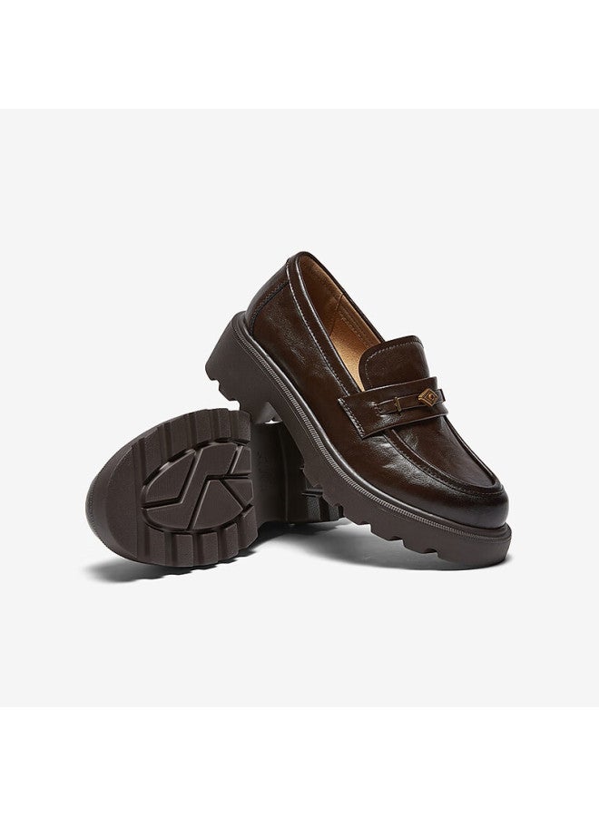 Basto 26 Spring Loafers Simple Retro College Style Women's Flats Uxv08aa6 Brown Size 36 - Image 3