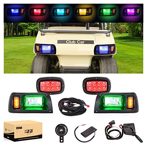 10L0L Deluxe Golf Cart Light Kit for Club Car DS, Headlight Taillight Kit, RGB Music Daytime Running Light, High/Low Beam Turn Signal Light Hazard Brake Light and Horn(12V-60V Input) - Image 1