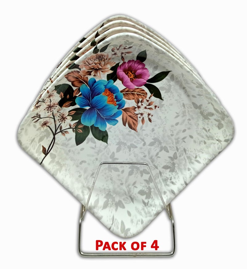 BHOJANWARE Upgrade Your Dinner Experience with (Size-10 Inch / 26 CM) Our Set of 4 Melamine Square Plates Perfect for Kitchen. - Image 4