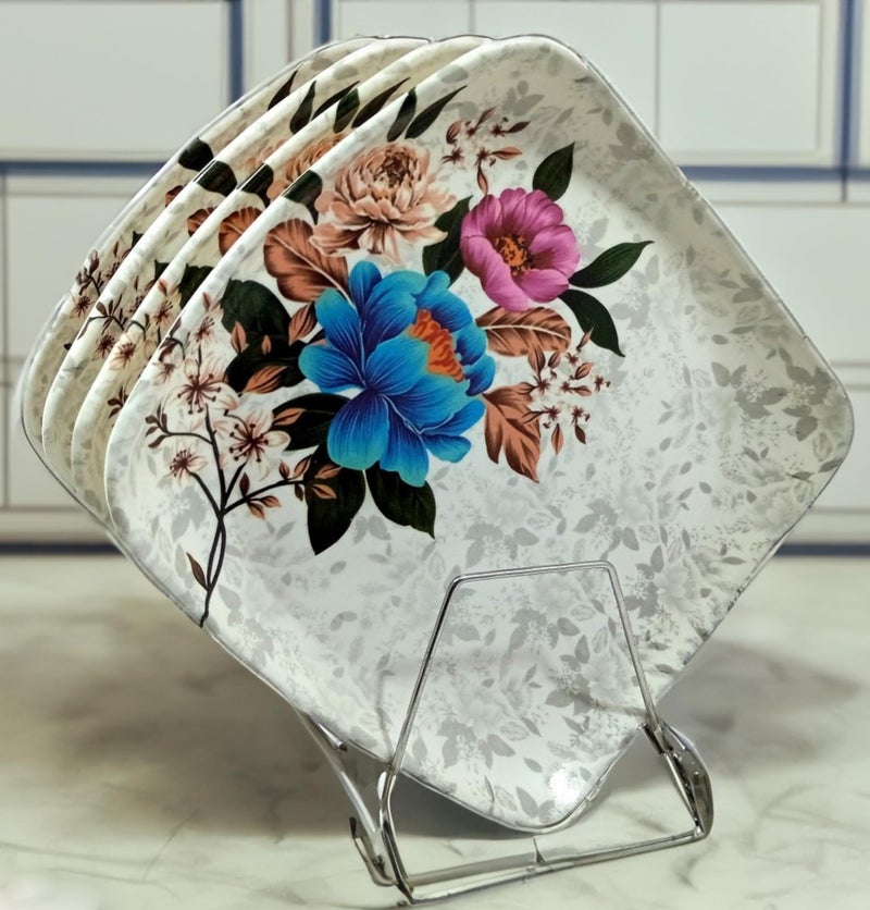 BHOJANWARE Upgrade Your Dinner Experience with (Size-10 Inch / 26 CM) Our Set of 4 Melamine Square Plates Perfect for Kitchen. - Image 1