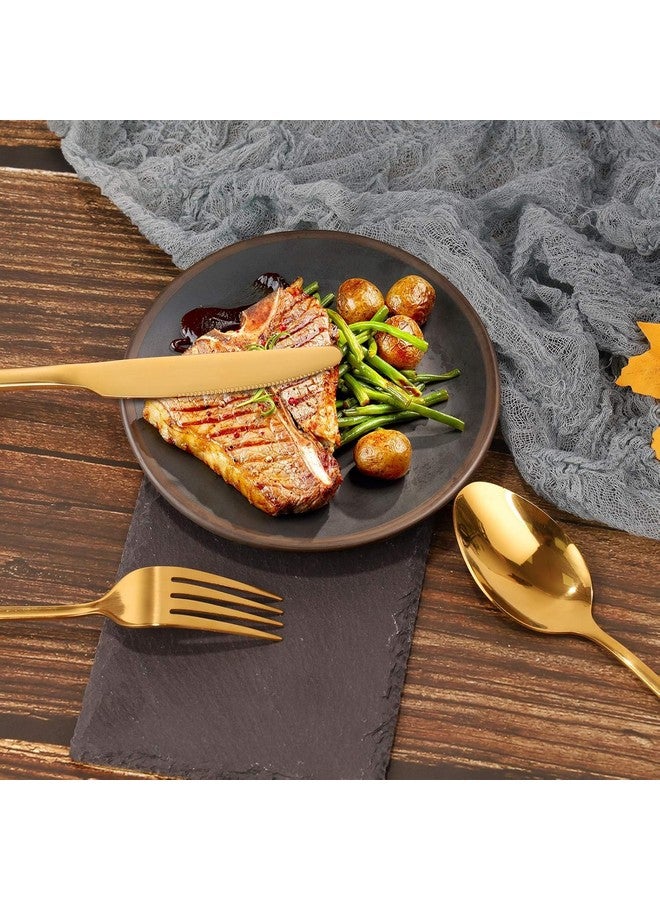 Iktu 24-Piece Stainless Steel Cutlery Set, Mirror Polished Tableware, Dishwasher Safe, Suitable for Housewarming Gift, Dining Table Decor (Golden) - Image 4