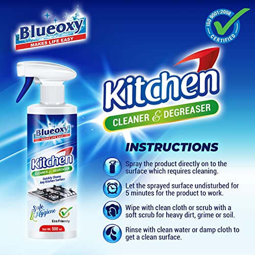 BLUEOXY منظف ومزيل الشحوم للمطابخ بلوأوكسي (متعدد الاستخدامات) بتركيبة احترافية مركزة - 500 مل | ينظف بسرعة أي سطح مطبخ | آمن للغذاء والنظافة | عبوة من 2 - Image 3