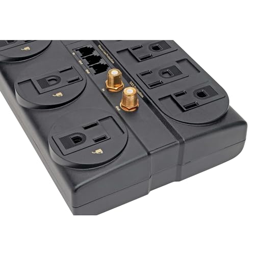 Tripp Lite 8 Outlet Surge Protector Power Strip, 8ft Cord, Right-Angle Plug, Tel/Fax/Modem/Coax Protection, RJ11, (TLP808TELTV) - Image 5