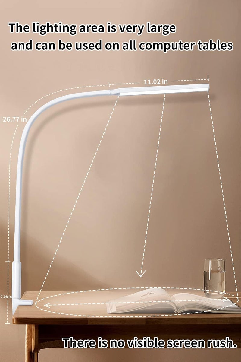 LOOPITYS Desk Lamp Led Usb Power Eye-Care Swing Arm Lamp Flexible Gooseneck Clamp,Dimmable,Architect Lamp 3 Color Modes,Desk Light Memory Reading Working Study,Energy Saving (White) - Image 5