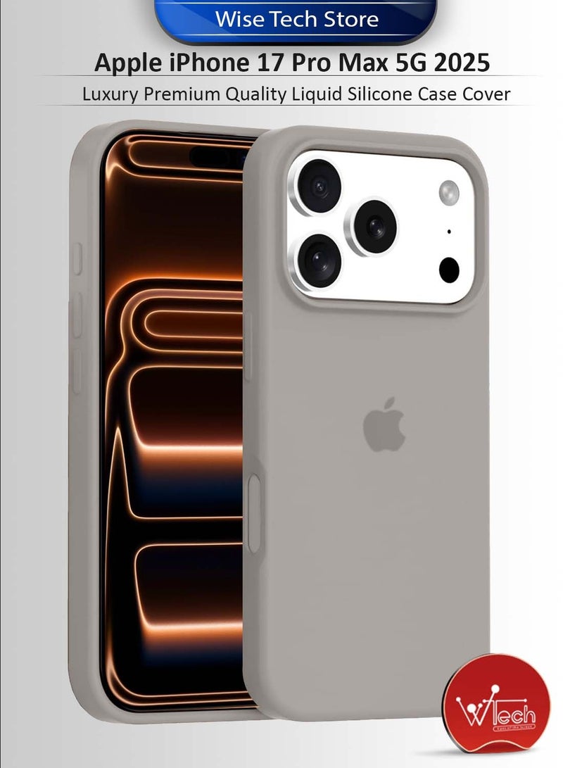 دبليو تيك حافظة هاتف أبل آيفون 17 برو ماكس 5G 2025 عالية الجودة من السيليكون السائل الفاخر (MCRPSN) - رمادي حجري - Image 1