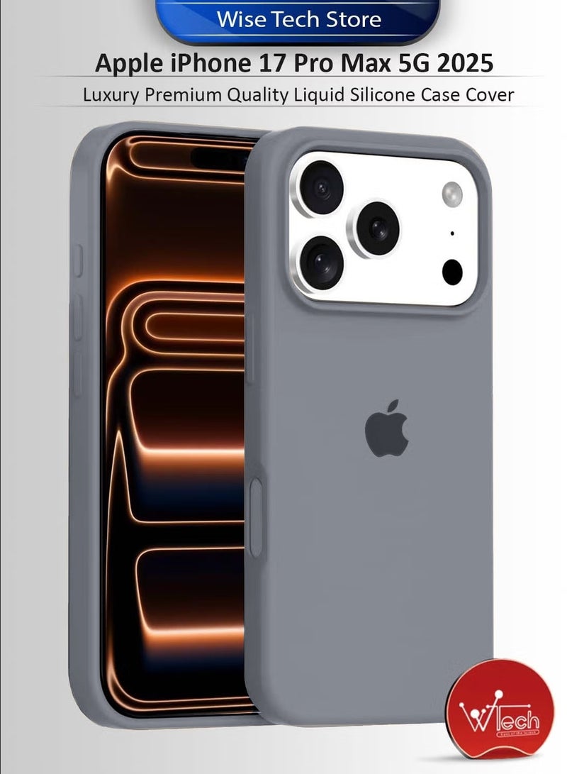 Wtech Apple iPhone 17 Pro Max 5G 2025 Luxury Premium Quality Liquid Silicone Case Cover (MCRPSN) - Stone Grey