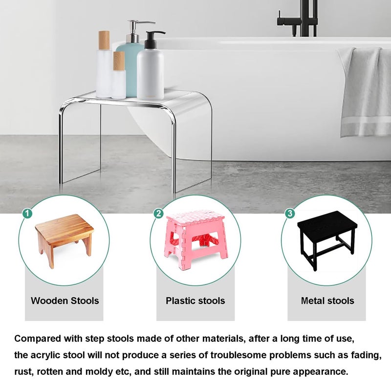 TVTCTU Step Stool for Kids, Acrylic Stools, Acrylic Step Stools for Adults, Small Step Stool, 12 Inches Stool Bathroom, Clear Step Stools, Toilet Stools, Plant Stand, Foot Stool, Display Rack (Common) - Image 2