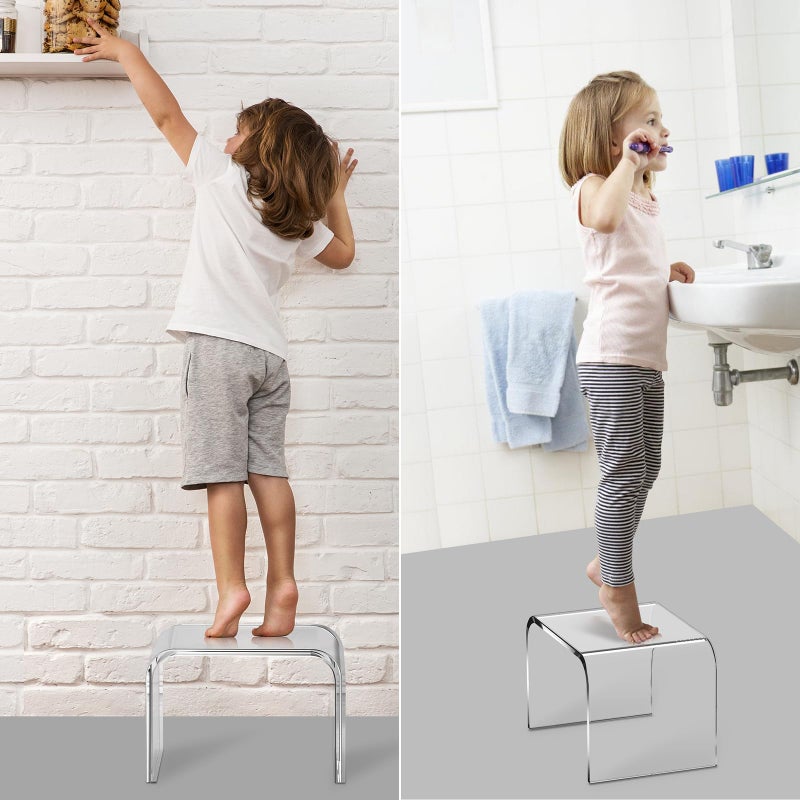 TVTCTU Step Stool for Kids, Acrylic Stools, Acrylic Step Stools for Adults, Small Step Stool, 12 Inches Stool Bathroom, Clear Step Stools, Toilet Stools, Plant Stand, Foot Stool, Display Rack (Common) - Image 4
