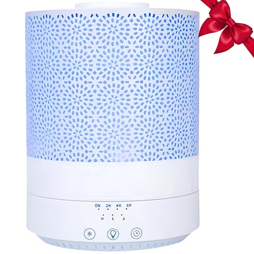BlueHills 2500 ML XL Essential Oil Diffuser Aroma Humidifier with Timer for Large Home Decor Baby Rooms Big Huge 2.5 L Capacity Long Run Color Changing Lights Decorative Design High Mist White- F002 - Image 1