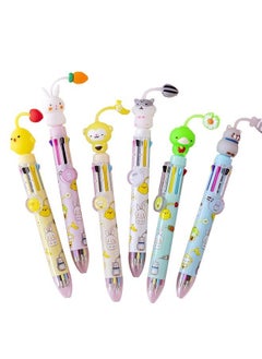 ZCM-HAPPY 6-Piece Animal Pendant Ballpoint Pen Set with 8 Color Graffiti Pens Colorful Ballpoint Pens Cute Animal Pens  - Image 1