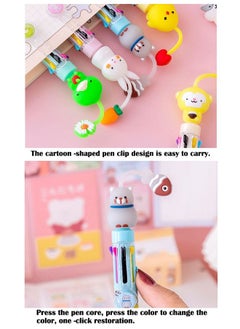 ZCM-HAPPY 6-Piece Animal Pendant Ballpoint Pen Set with 8 Color Graffiti Pens Colorful Ballpoint Pens Cute Animal Pens  - Image 2