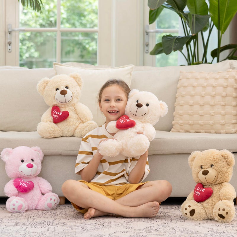 MaoGoLan Bulk Valentines Teddy Bear Stuffed Animal with Red Heart, I Love You Small Teddy Bears Plush in Bulk, 12" Valentines Bear Gift for Gift, Girlfriend, Girls,Kids, Decorations,Pink and Brown - Image 5