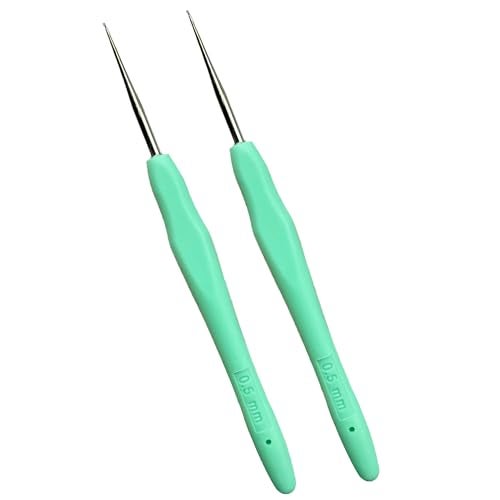 Mdoker 2PCS Small Size Crochet Hook Ergonomic Handle Crochet Hook Needles for Arthritic Hands,Thread Crochet Steel Lace Hooks Size 0.5mm - Image 1