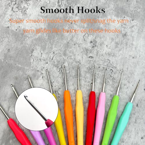 Mdoker 2PCS Small Size Crochet Hook Ergonomic Handle Crochet Hook Needles for Arthritic Hands,Thread Crochet Steel Lace Hooks Size 0.5mm - Image 3