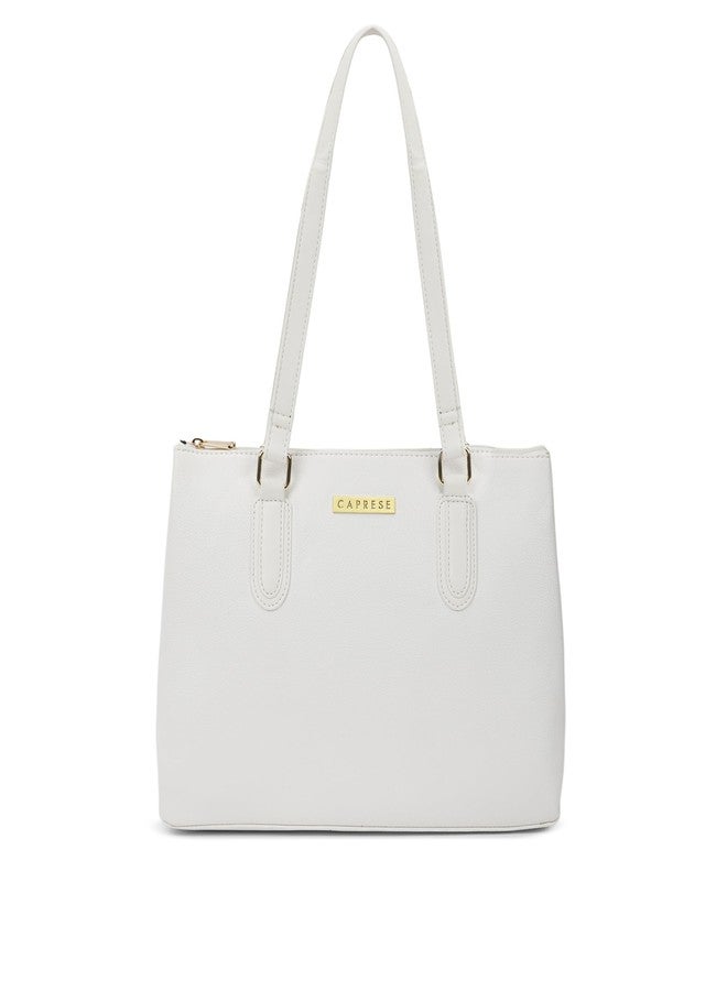 Caprese Meta Small Tote Bag for Women with Comfortable Straps | Stylish Shoulder & Handheld Bag | Fits Up to 16 Inch Laptop | Durable, Multi-Compartment Design for Work, Travel, Shopping (White) - Image 1