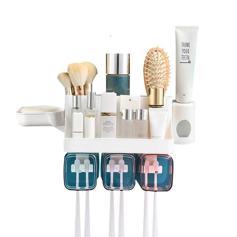 Maharsh Wall Mountable Durable and Stable Plastic Toothbrush Holder with 3 Slots for Keeping Toothpaste, Comb, Cream, Lotion & soap Home and Home and Office (Multi) (3 Slot) - Image 2