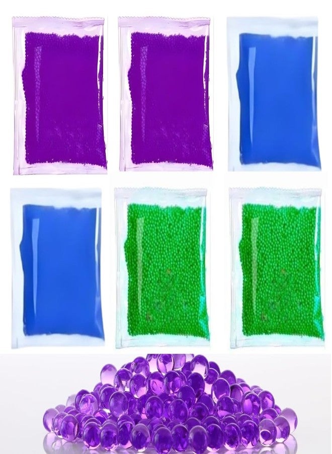 COOLCOLD Gel Blaster Refill Ammo – 60,000 Rounds of 7-8mm Non-Toxic Water Beads for Guns – Safe for Adults 15+ – Transparent Purple + Green + Blue Bullets – Pack of 6 – Also Ideal as Home Decor Vase - Image 1