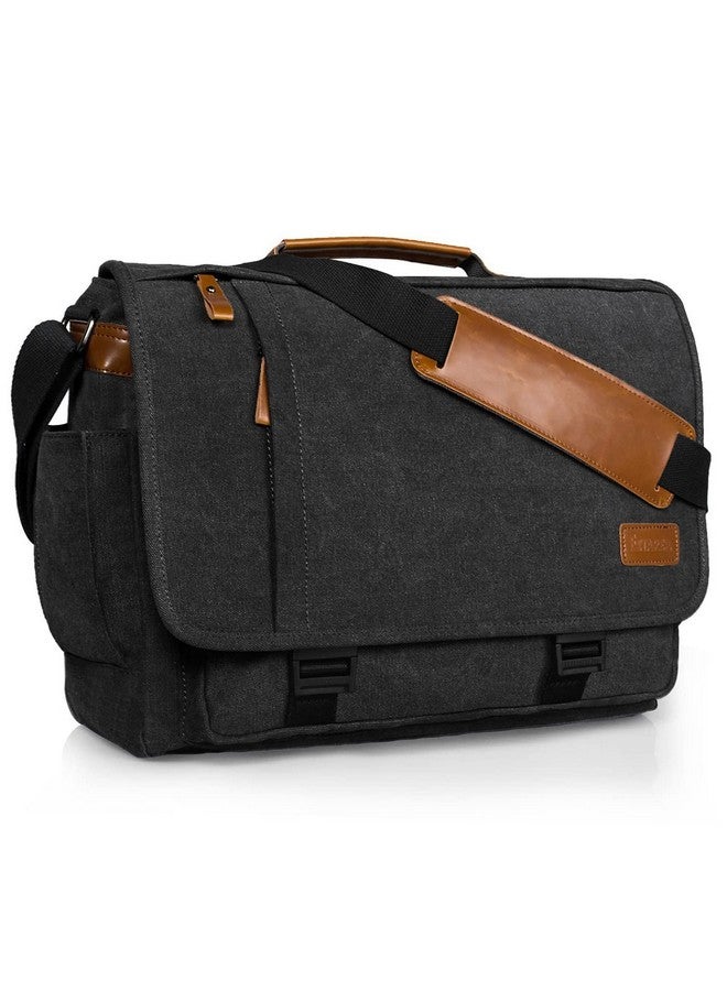 ESTARER Messenger Bag 17-17.3 Inch, Men's Computer Bag Water-resistant Canvas, Teacher Laptop Satchel for Work Office College, Dark Grey - Image 1