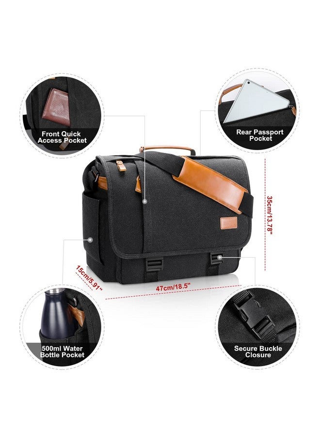 ESTARER Messenger Bag 17-17.3 Inch, Men's Computer Bag Water-resistant Canvas, Teacher Laptop Satchel for Work Office College, Dark Grey - Image 4