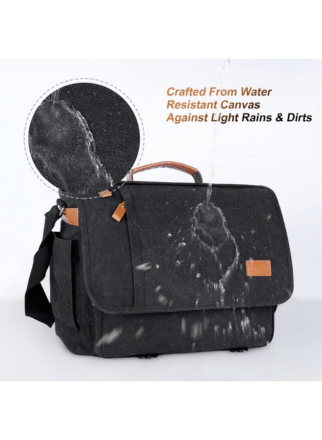 ESTARER Messenger Bag 17-17.3 Inch, Men's Computer Bag Water-resistant Canvas, Teacher Laptop Satchel for Work Office College, Dark Grey - Image 5