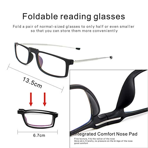 DBEFTLI Folding Reading Glasses - Foldable Portable Readers For Men Women With Case 2 Pairs 1.25 - Image 5