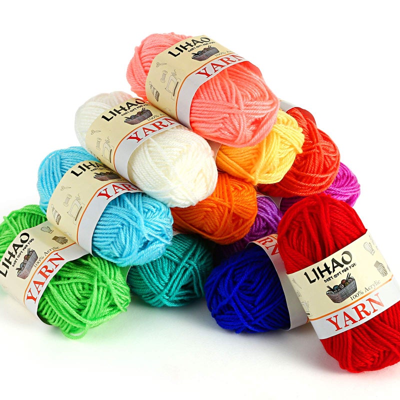 LIHAO 12 Skeins Mini Yarn for Knitting Crochet Craft - 100% Acrylic - Image 2