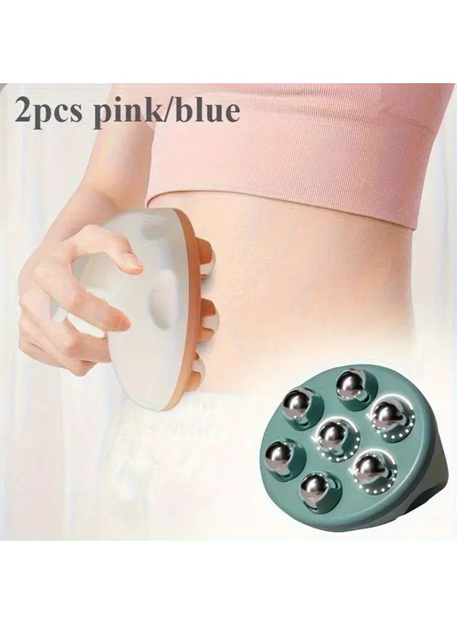 Blue 2pcs 7 Ball Massage Roller For Full Body Neck Shoulder Waist Muscle Relaxation - Image 5