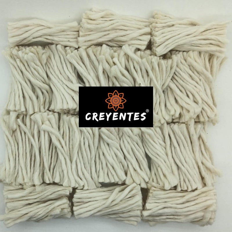 CREYENTES Cotton Wicks for Pooja Long White Color Baati Pack of 1000 Phool Vaat for Puja Aarti Diwali Navratri Meditation and Spiritual Prayers Light Chirags in Mandir Pack of 1000