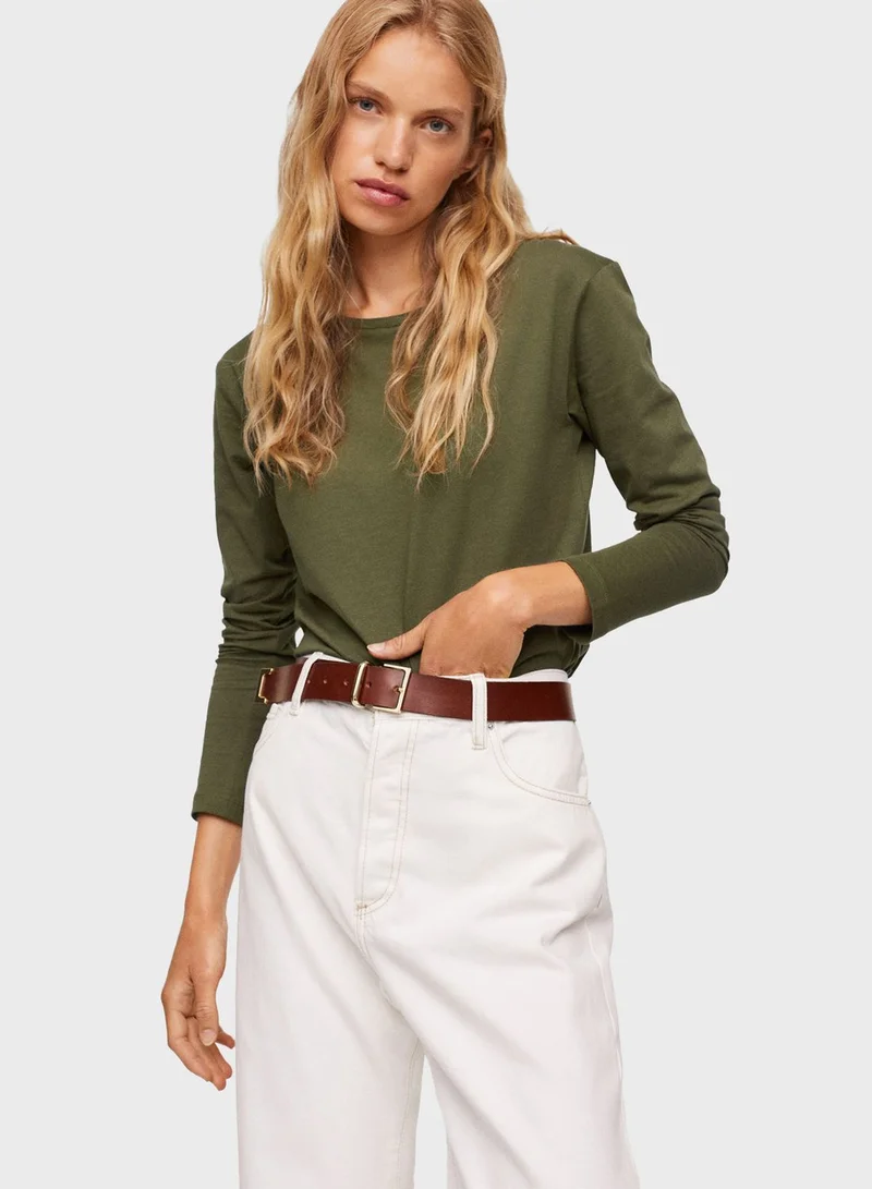 MANGO Crew Neck Knitted T-Shirt