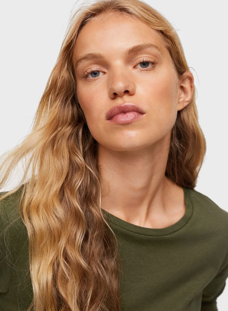 MANGO Crew Neck Knitted T-Shirt