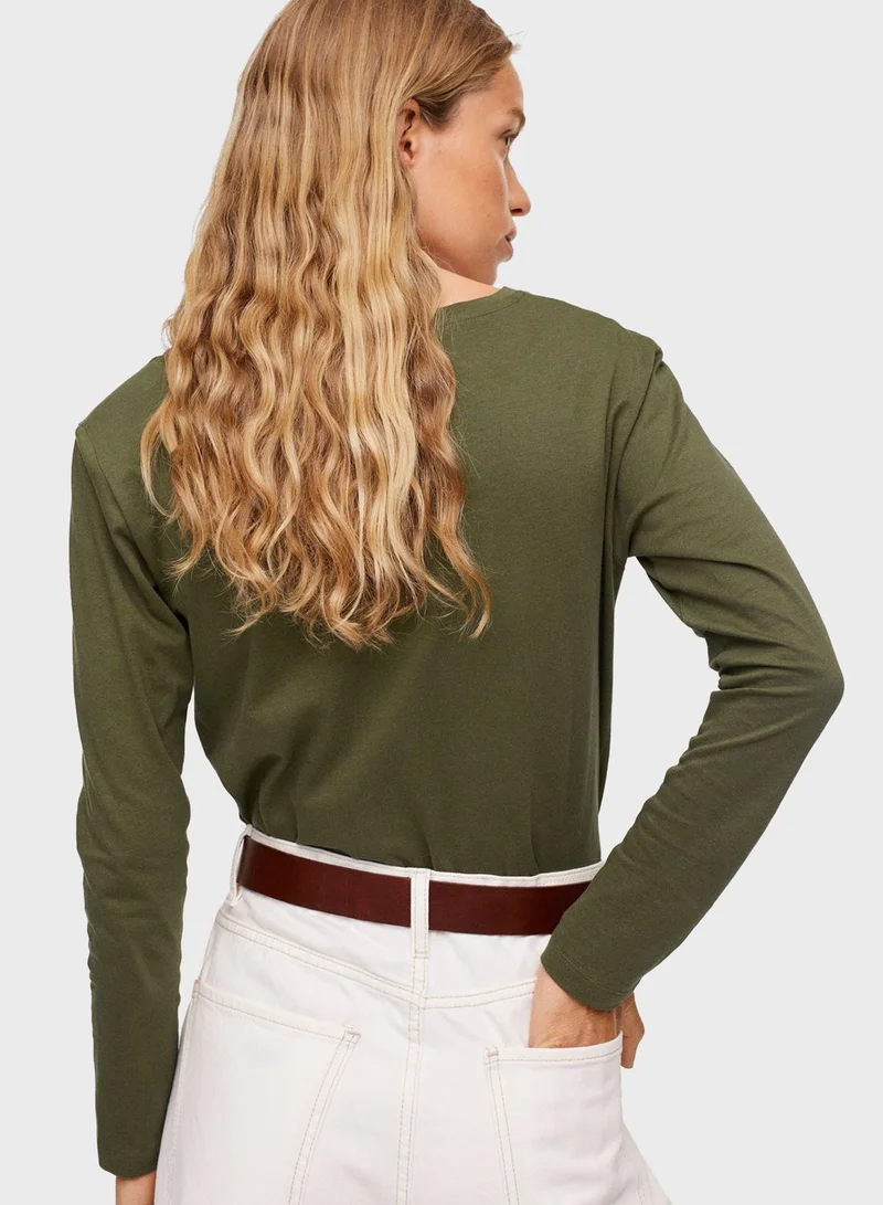 MANGO Crew Neck Knitted T-Shirt