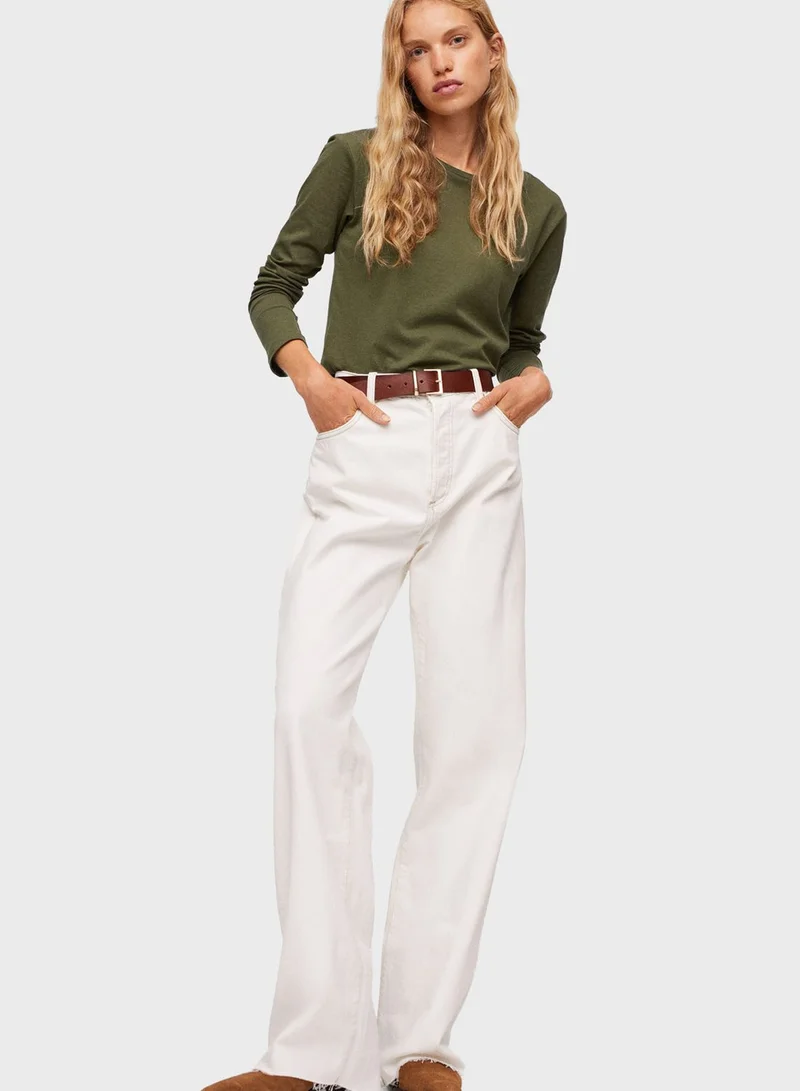 MANGO Crew Neck Knitted T-Shirt