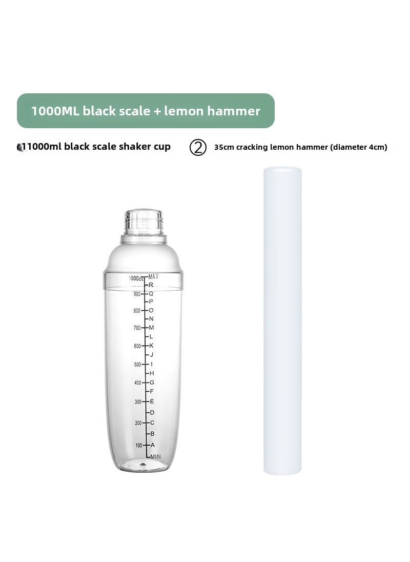 Generic - Hengzhi with scale PC resin sheake pot bar stainless steel wine Shaker milk tea shop utensils sheake CupThe New four section Shek Cup 1000ml + pp lemon hammer 35cm The New four section Shek Cup 1000ml + pp lemon hammer 35cm - Image 1