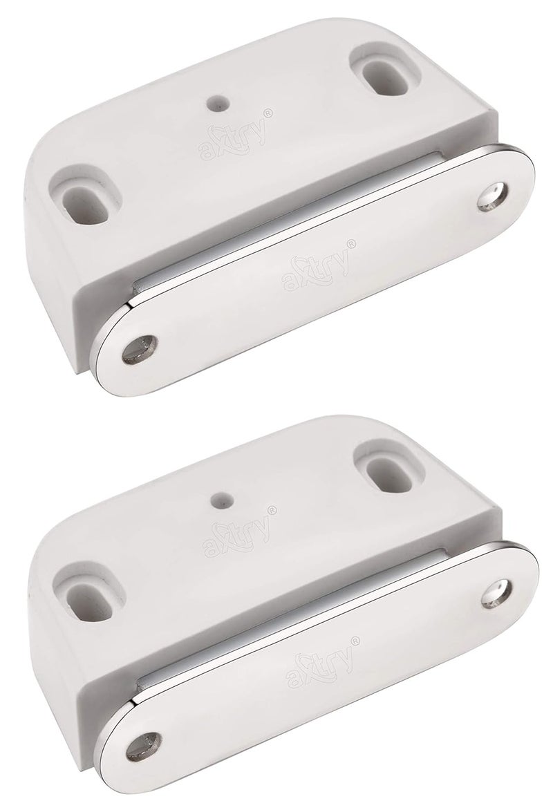 Axtry Axtry Pack of 2 White Magnetic Door StopperMagnetic Door Closer for Wooden Door Cabinet Cupboard Wardrobe Kitchen Drawer Size no 3 55x29x10 mm  - Image 1