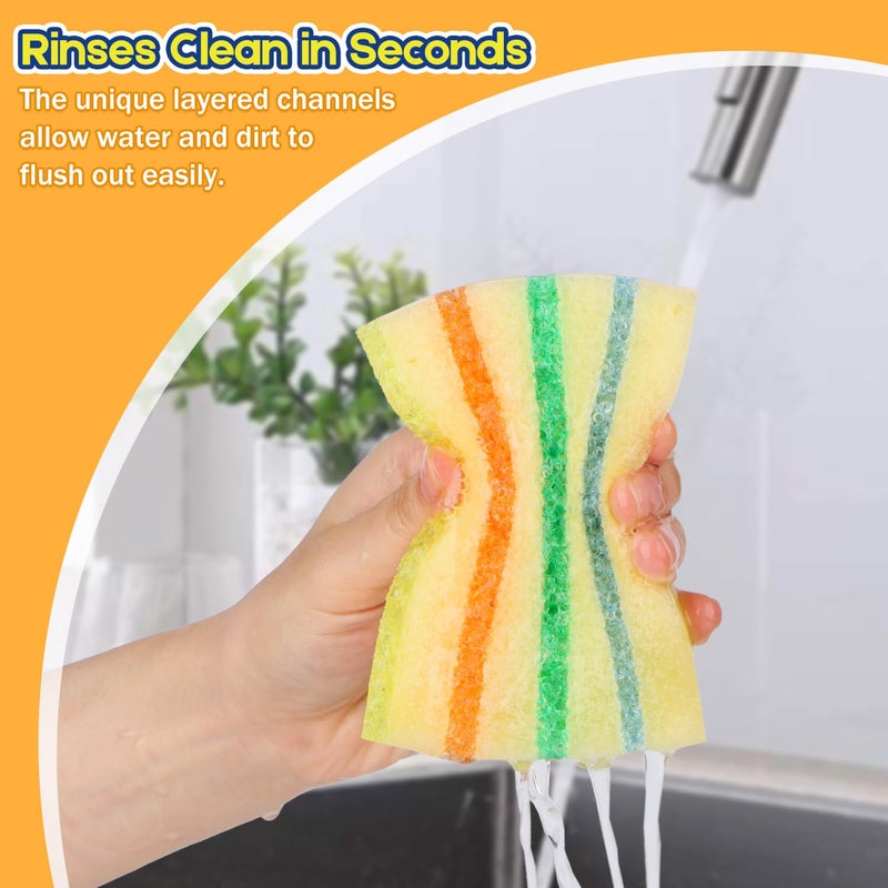 LAUNDRYLUX 4 Pack Scrub Sponge - Temperature-Responsive - 50% More Power & Rinses Cleaner Cleaning Sponges, Multipurpose Dish Sponges for Kitchens, Bathrooms, and Outdoor Use - Patent Pending - Image 5