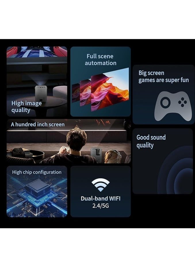 Umiio Umiio Q3 Pro Portable Smart Projector – WiFi & Bluetooth, 1024x600 Native Resolution, 4K Supported Upscaling, Dual Wireless Game Controllers, Keystone Correction, Android/iOS/PC Compatible – Black - Image 4