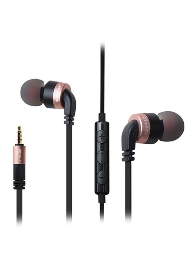 NIBEMINENT Wired In-Ear Earphones With Mic Rose Gold/Black - Image 1