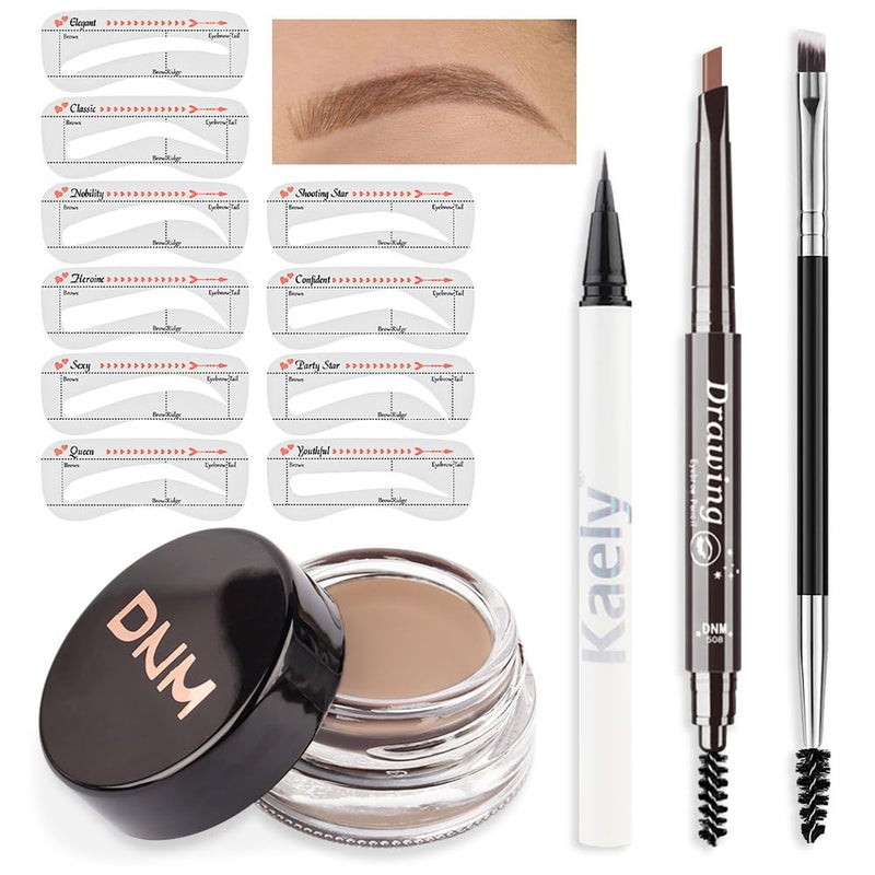 evpct Eyebrow Stencils Kit for Women Shaping, Eyebrow Shaper Makeup Kit, Eye Brow Stencil Shaper Tinting kits for Women, with Eyeliner, Eyebrows Pencil, Pomade, Brush and 10 Stencils, Kit-02# BLONDE - Image 1