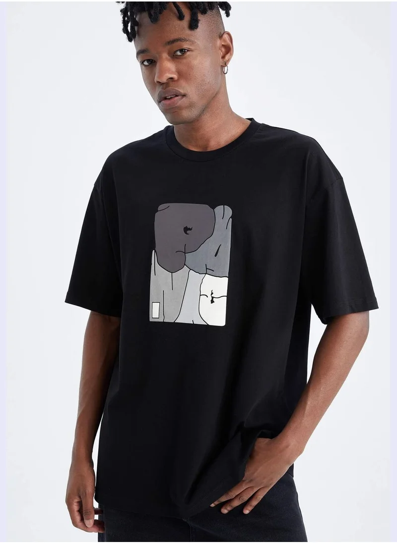 DeFacto Boxy Fit Short Sleeve Picture Print T-Shirt