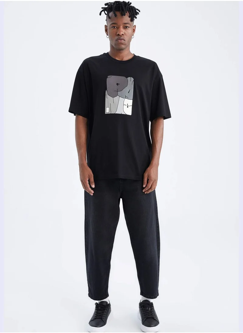 DeFacto Boxy Fit Short Sleeve Picture Print T-Shirt