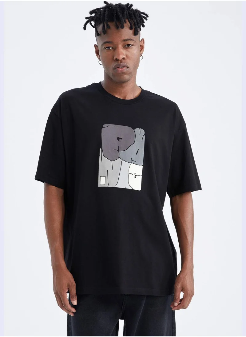 DeFacto Boxy Fit Short Sleeve Picture Print T-Shirt