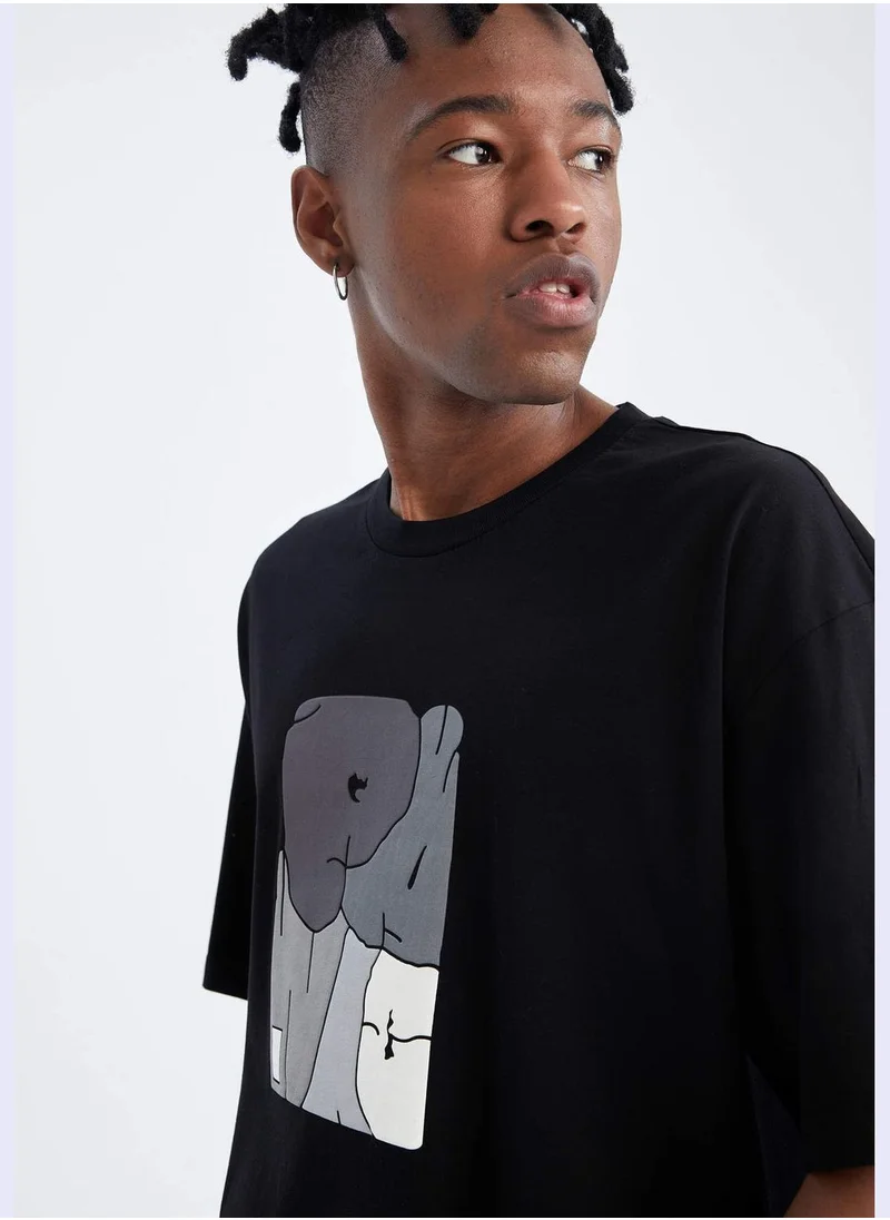 DeFacto Boxy Fit Short Sleeve Picture Print T-Shirt