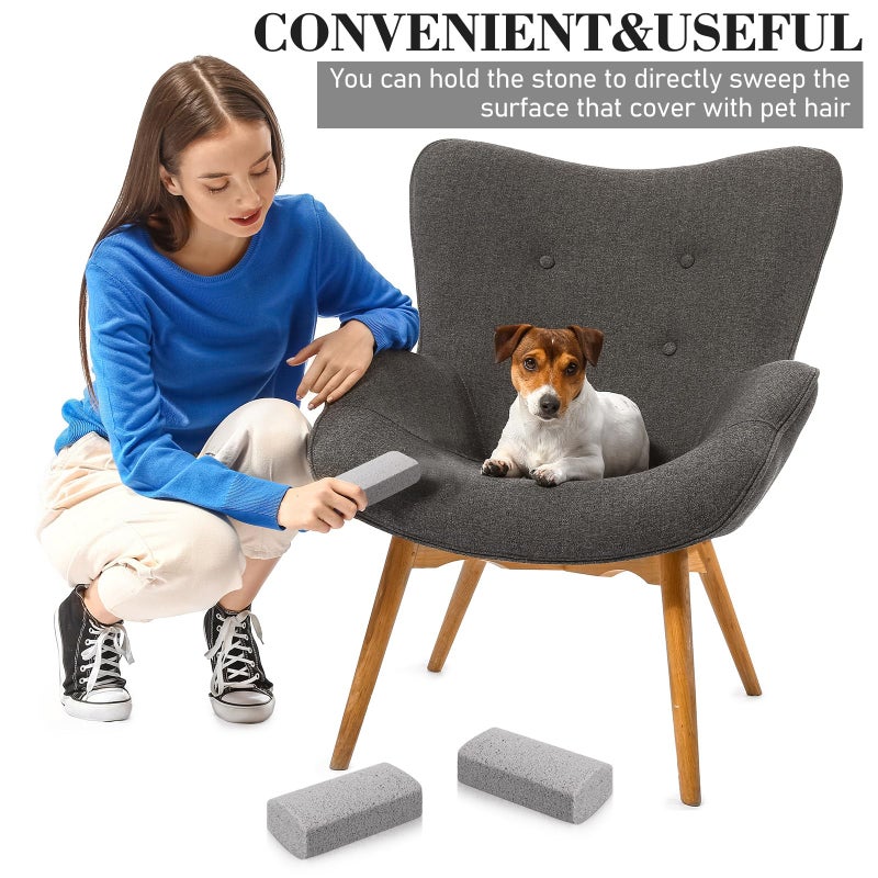 Loopeer 2 Pcs Pet Hair Remover Pumice Stone for Dog Cat Hair Removal Cleaning Pet Fur Stone 6 Inch Dog Fur Cleaning Tool for Car Interior Bedding Carpet Couch Furniture(3.74 x 2 x 1.6 in) - Image 3