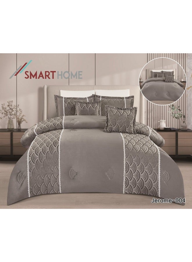 SMART HOME Winter double bed sheet 5 pieces embroidered double-sided system velvet face and fur face, single size 180x240 cm, the sheet fits a bed size 120X200 cm  - Image 1