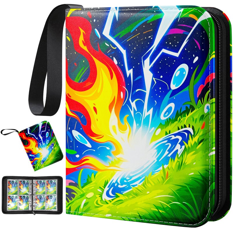 Woorhive Trading Card Binder,4 Pocket Card Collection Binder with 50 Removable Sleeves Can Hold 400 Cards, Waterproof Card Holder for Sports Cards,MTG,TCG,Game Cards,Gifts for Boys Girls - Image 1