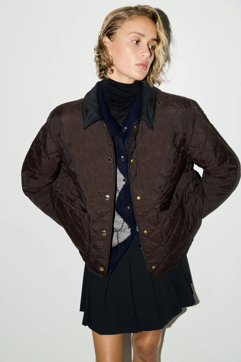 H&M Quilted corduroy-collar jacket