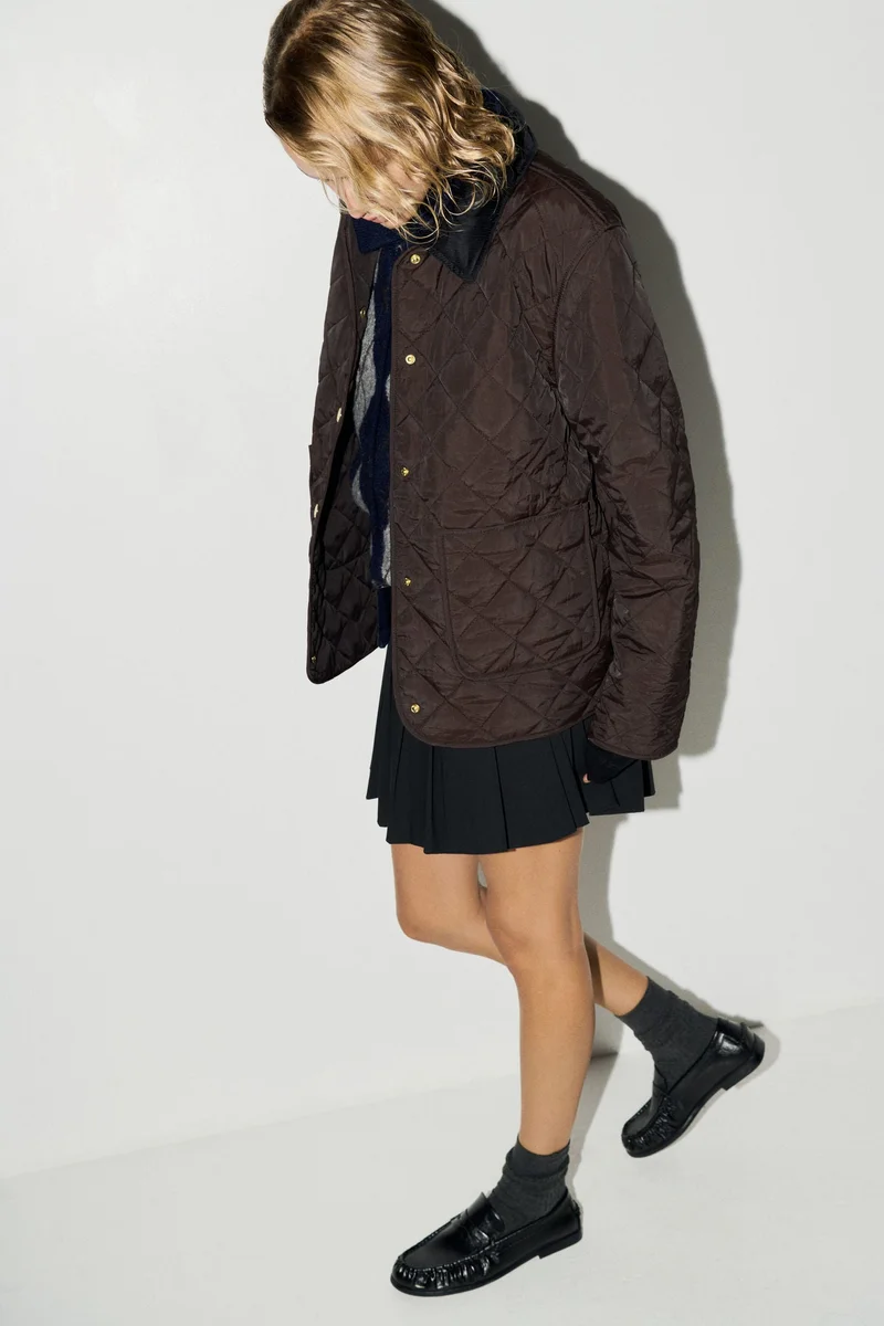 H&M Quilted corduroy-collar jacket